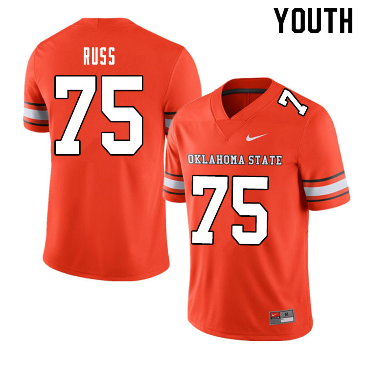 Youth #75 Eli Russ Oklahoma State Cowboys College Football Jerseys Sale-Alternate Orange - Click Image to Close